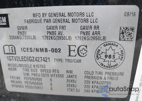 2016 GMC Sierra 1500 from USA, damaged, VIN 1GTV2LEC6GZ427421